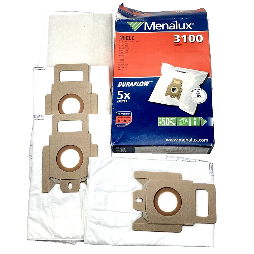 3 Miele Menalux 3100 Duraflow Vacuum Filter Dust Bags NEW Electrolux Open Box